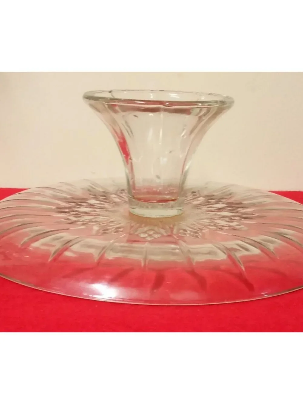 Vintage Anchor Hocking Canfield Starburst Domed Cake Stand with Pedestal